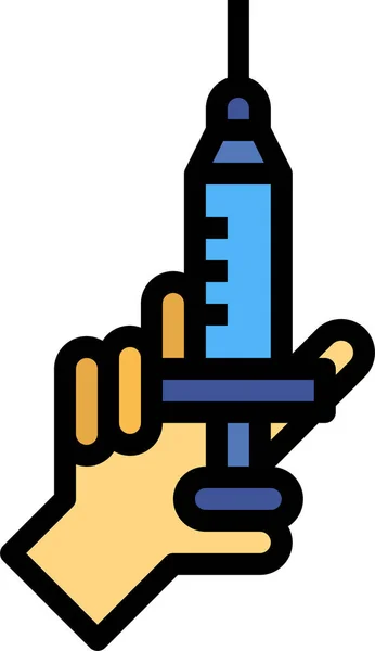Ikona Vakcíny Injekční Stříkačky Vyplněném Obrysu — Stockový vektor