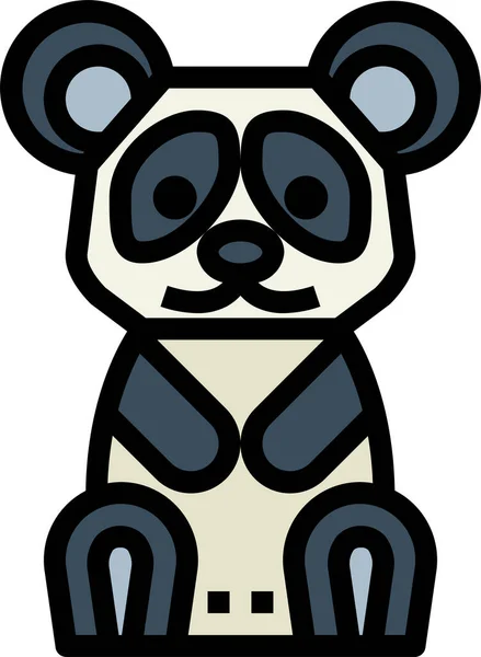 Икона Медведя Панды Животных Стиле Заполненного Контура — стоковый вектор