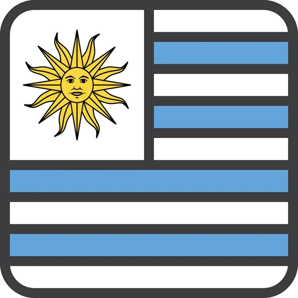 Bandera Del País Uruguay Icono Estilo Contorno Lleno — Vector de stock