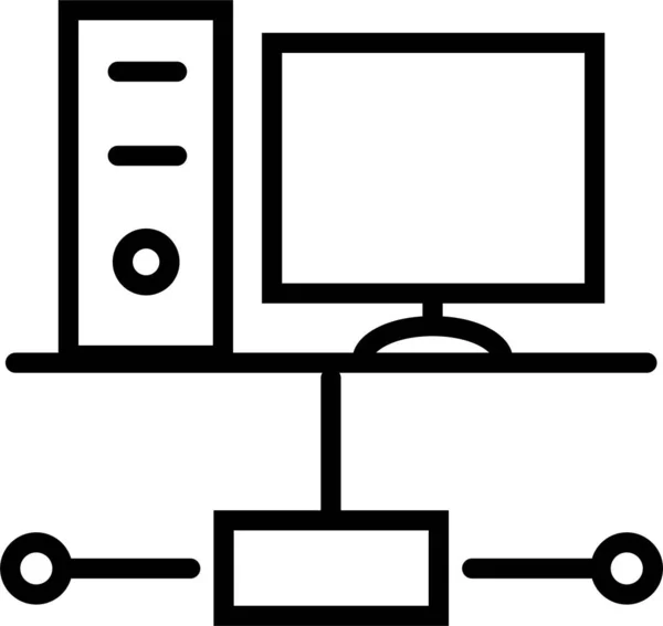 计算机以太网中心图标 轮廓样式 — 图库矢量图片