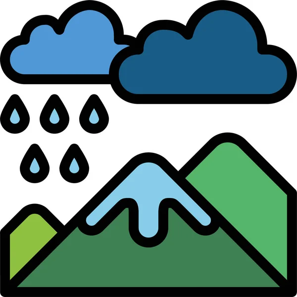 Nube Montaña Lluvia Icono — Vector de stock
