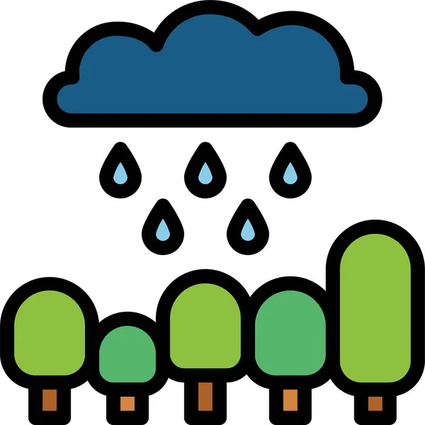 Wolken Bos Regen Pictogram — Stockvector