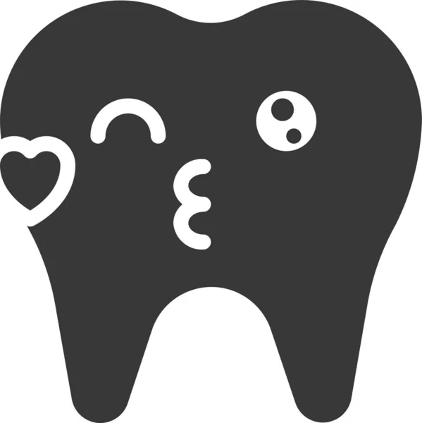 Emoticono Emoji Dental Icono Estilo Sólido — Archivo Imágenes Vectoriales