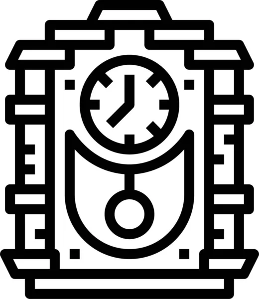 Antique Classic Clock Icon Outline Style — Stock Vector