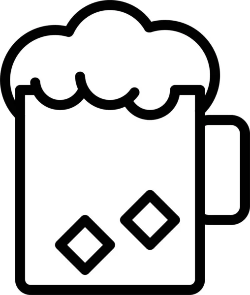 酒精啤酒冷冰冰图标的轮廓风格 — 图库矢量图片