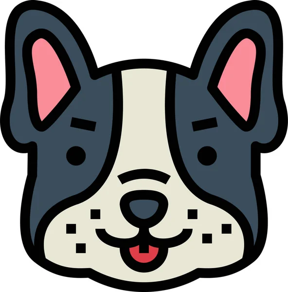 Γαλλικό Bulldog Σκυλί Εικονίδιο Στυλ Γεμάτο Περίγραμμα — Διανυσματικό Αρχείο