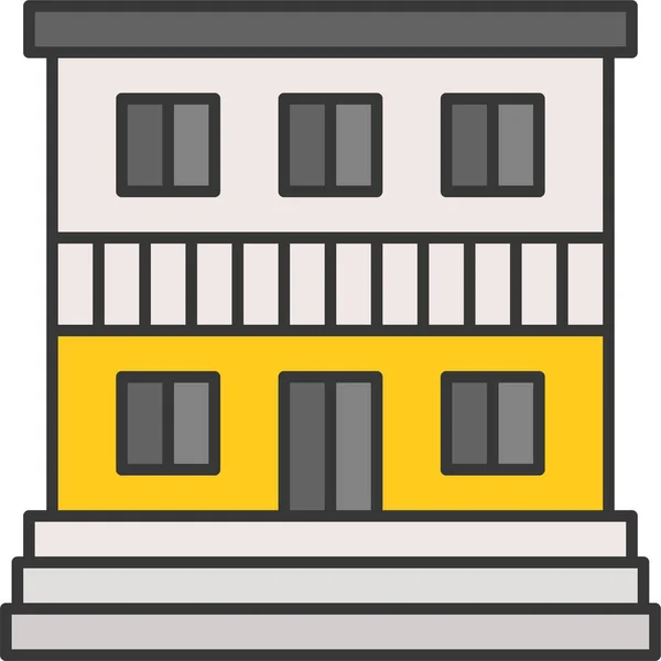 Иконка Здания Многоквартирного Дома Стиле Заполненного Плана — стоковый вектор