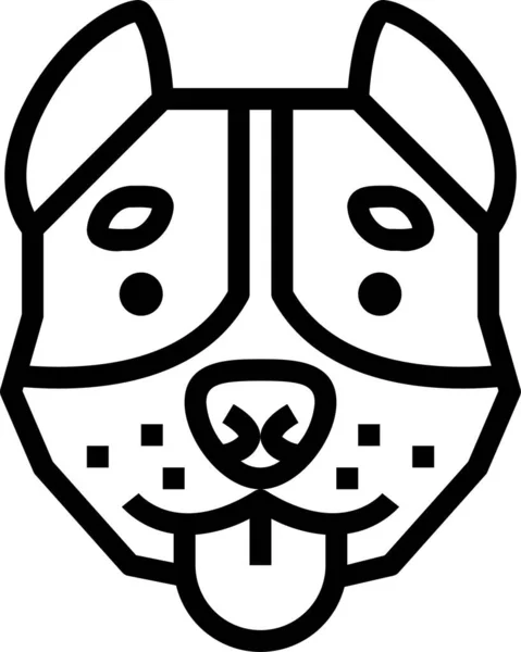 斗牛犬宠物图标 轮廓风格 — 图库矢量图片