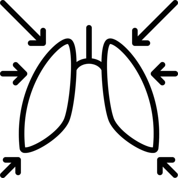 Astma Ademhaling Dyspneu Pictogram Grote Lijnen Stijl — Stockvector