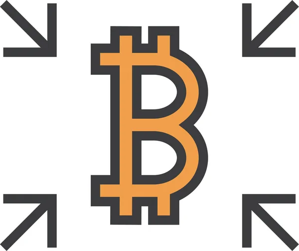 Crowdfunding Transfer Bitcoin Icon Filled Outline Style — Stock Vector