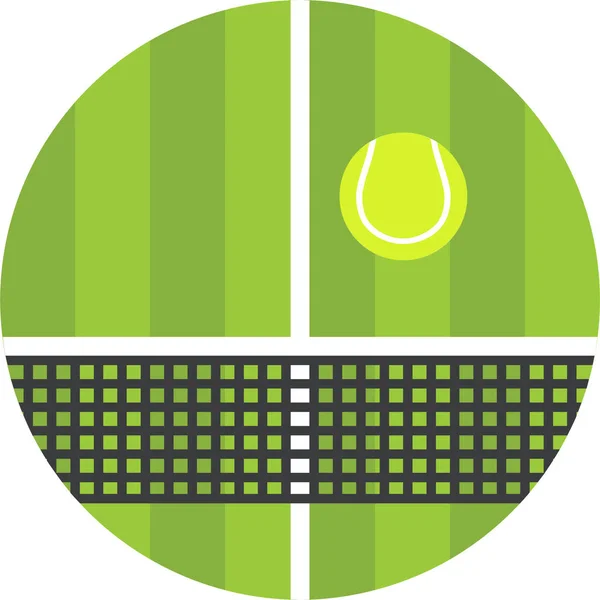 Césped Neto Icono Tenis Estilo Plano — Vector de stock