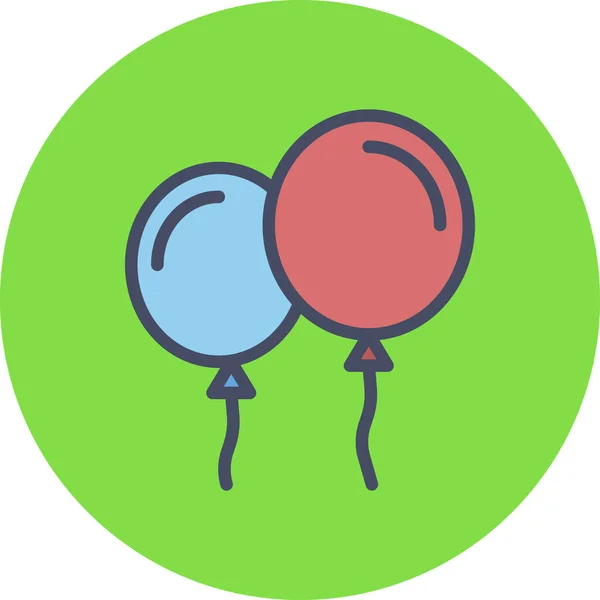 Μπαλόνι Γιορτάζουν Εικονίδιο Εορτασμού Στυλ Γεμάτο Περίγραμμα — Διανυσματικό Αρχείο