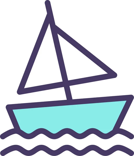 Beach Boat Sail Icon Filled Outline Style — Stock Vector
