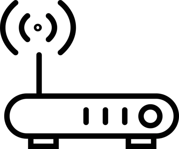 Icône Réseau Modem Antenne Dans Style Contour — Image vectorielle