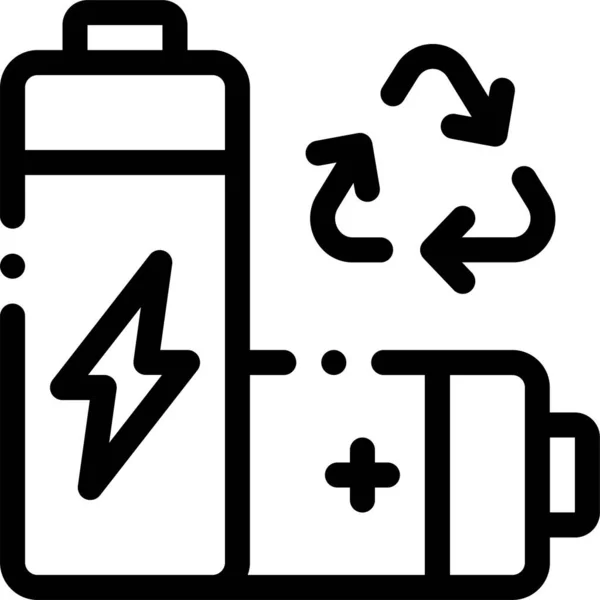 Icône Contour Recyclage Batterie Dans Style Contour — Image vectorielle