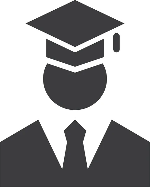 College Degree Graduate Icon Dalam Gaya Solid - Stok Vektor