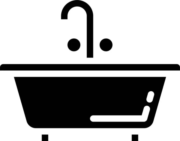 Baño Cuarto Baño Icono Bañera Estilo Sólido — Vector de stock