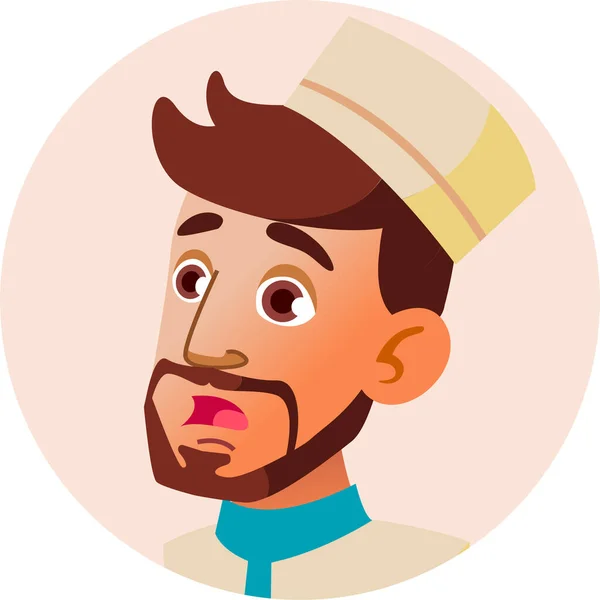 Árabe Avatar Chico Icono Estilo Plano — Vector de stock