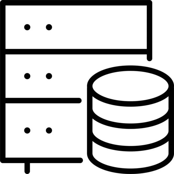 数据库托管网络图标的轮廓样式 — 图库矢量图片