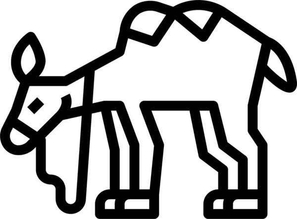 Camel Zoo Animal Icono Estilo Esquema — Vector de stock