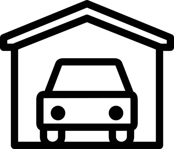 Building Estate Garage Icon Outline Style — Stock Vector