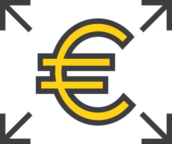 Icono Acción Euros Efectivo Estilo Esquema Completo — Vector de stock