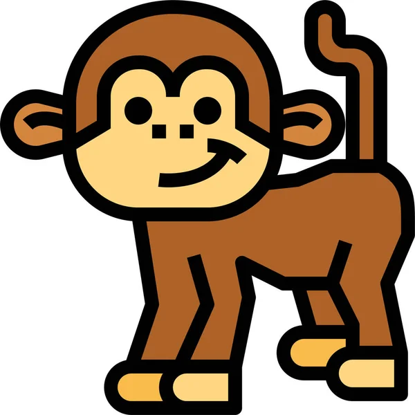 Μαϊμού Ζωικό Θηλαστικό Εικονίδιο Στυλ Γεμάτο Περίγραμμα — Διανυσματικό Αρχείο
