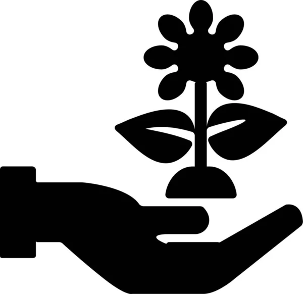 Flower Hand Human Icon Solid Style — Stock Vector