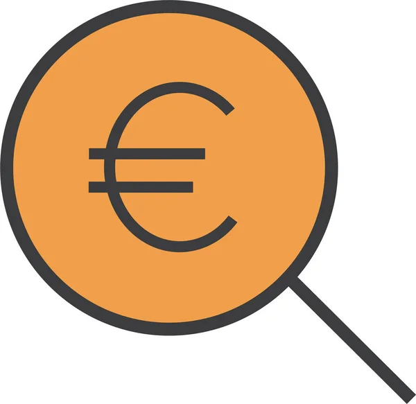 Euro Znaleźć Ikonę Funduszy Stylu Wypełnionym — Wektor stockowy