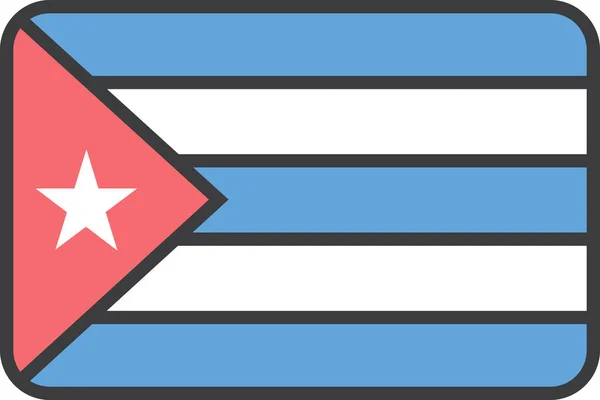 Paese Cuba Icona Cubana Pieno Stile Contorno — Vettoriale Stock