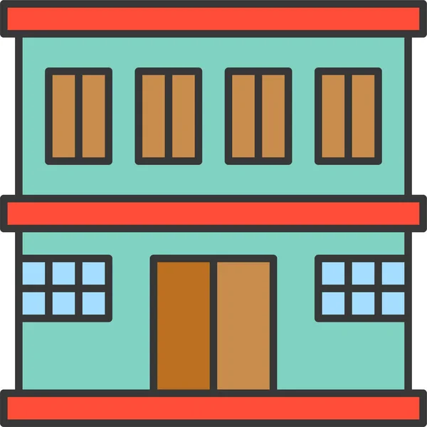 Ikona Architektury Apartamentów Stylu Wypełnionym — Wektor stockowy