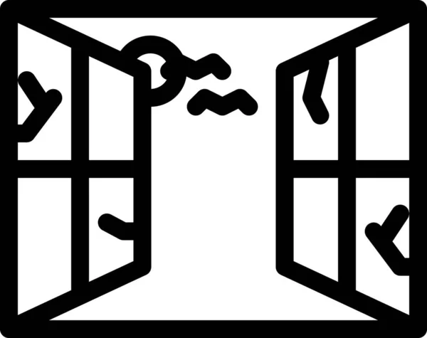 Fledermaus Nachtfenster Symbol Umrissstil — Stockvektor