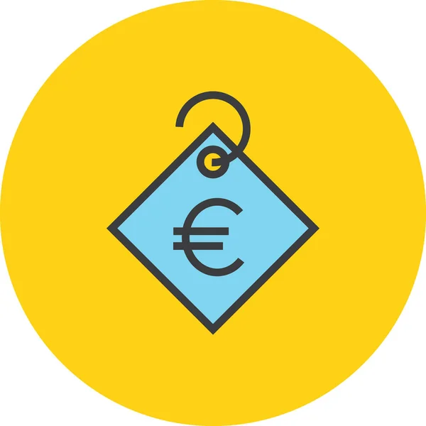 Moneda Euro Precio Icono Estilo Esquema Lleno — Vector de stock