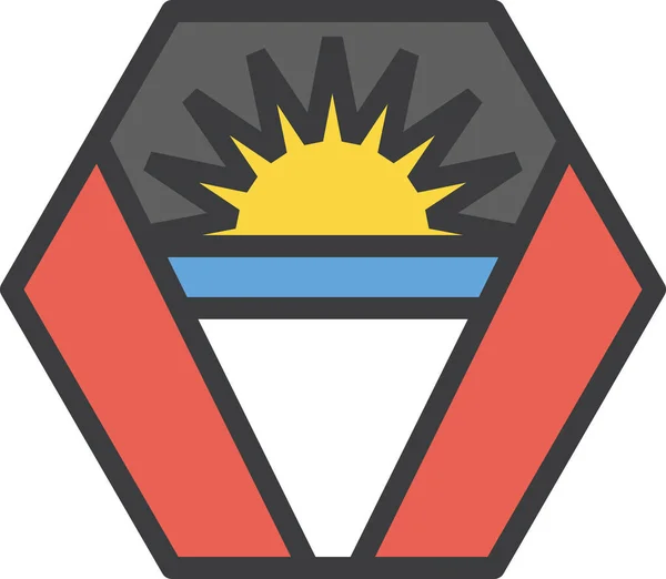 Antigua Barbuda Country Icon Full Outline Style — 스톡 벡터