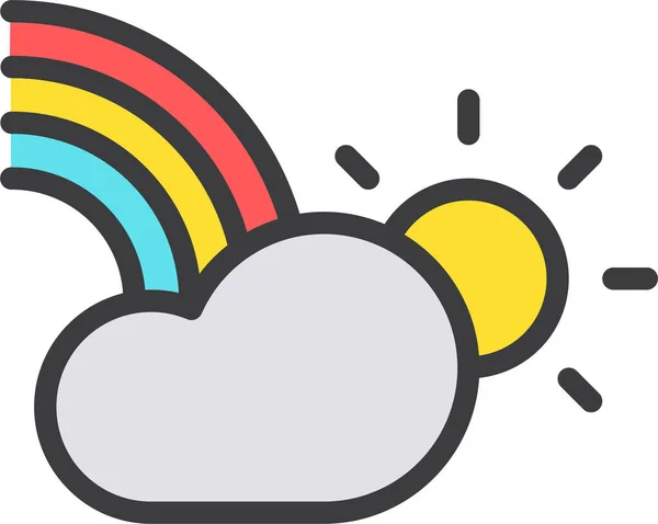 Σύννεφο Πολύχρωμο Εικονίδιο Ημέρας Στυλ Γεμάτο Περίγραμμα — Διανυσματικό Αρχείο