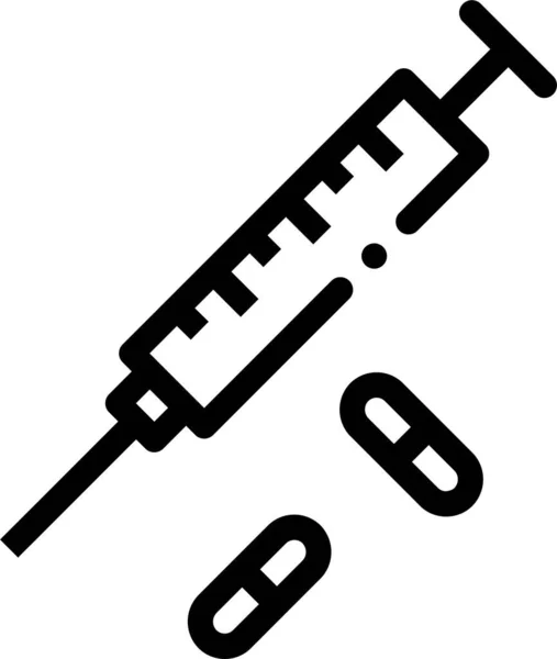Icône Médicale Injection Santé Dans Style Contour — Image vectorielle