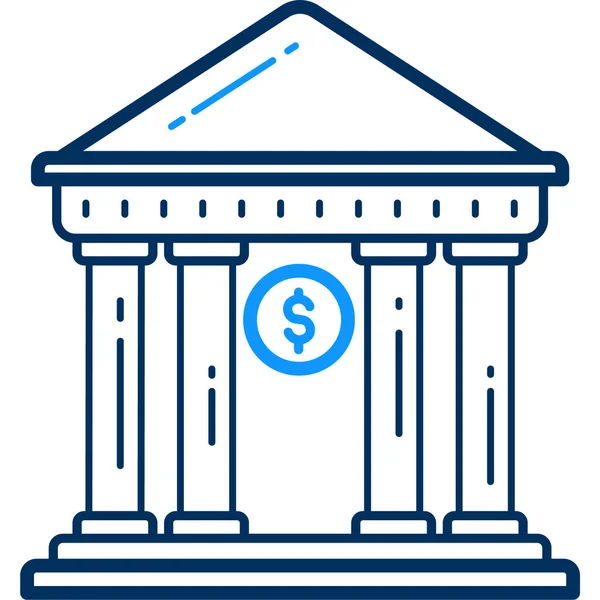 Institución Bancaria Casa Valores Icono Estilo Esquema — Vector de stock