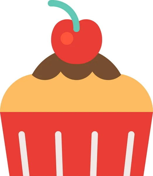 Cake Kers Cupcake Pictogram Platte Stijl — Stockvector