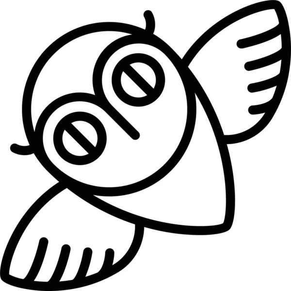 鳥ハロウィンナイトアイコンのアウトラインスタイル — ストックベクタ