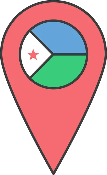 Icono Djibouti País Africano Estilo Contorno Lleno — Vector de stock