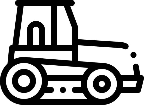 Icône Véhicule Tracteur Chenille Dans Style Contour — Image vectorielle