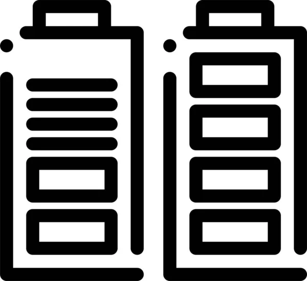 Akumulator Ikon Penuh Baterai Dalam Gaya Outline - Stok Vektor