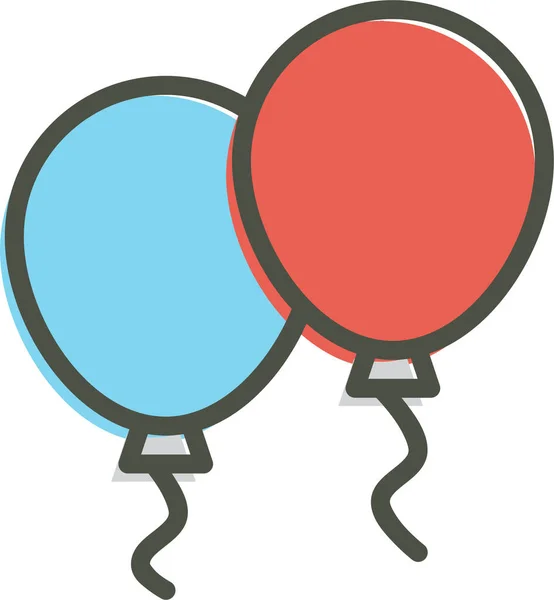 Globo Globos Cumpleaños Icono Estilo Contorno Lleno — Vector de stock