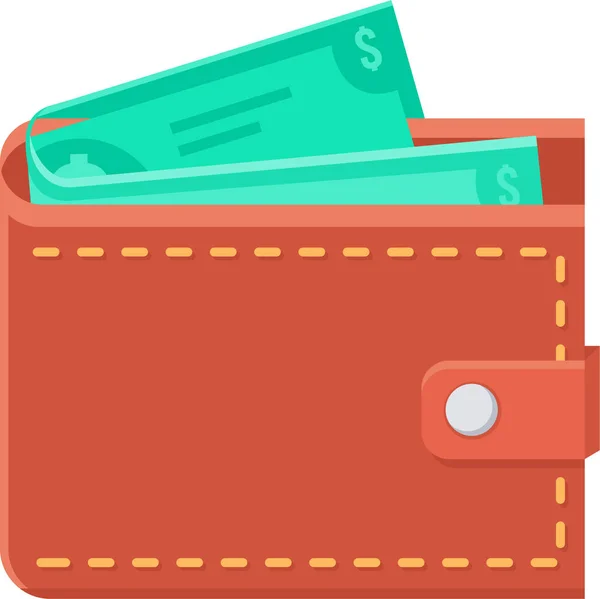 Dinero Billetera Banco Icono Estilo Plano — Vector de stock