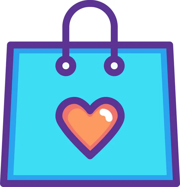 Bolsa Día Amor Icono Estilo Contorno Lleno — Vector de stock