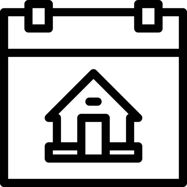 Huis Woning Pictogram Omtrek Stijl — Stockvector