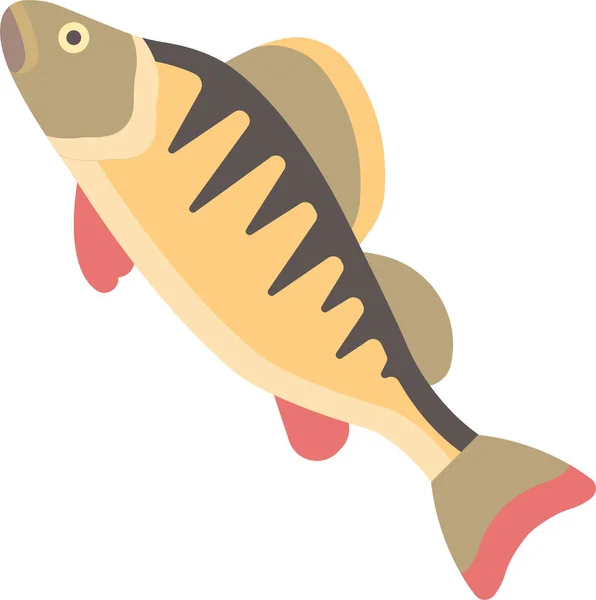 Ícone Oceano Comida Peixe Estilo Plano — Vetor de Stock