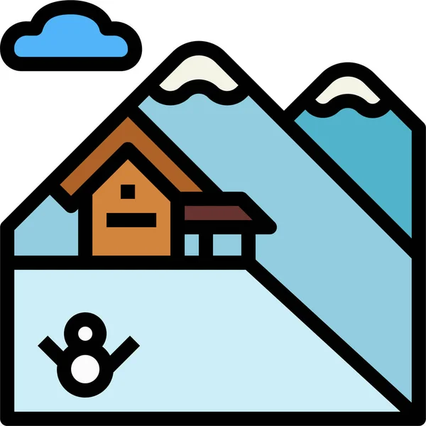 Хмарний Будинок Гірська Ікона — стоковий вектор