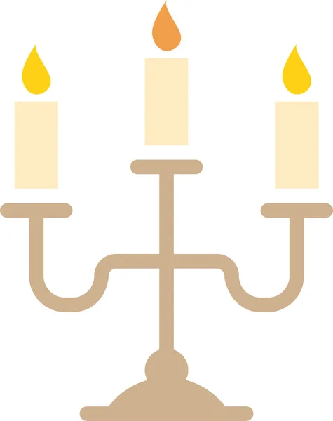 Candelabra Kaars Kerst Icoon Platte Stijl — Stockvector