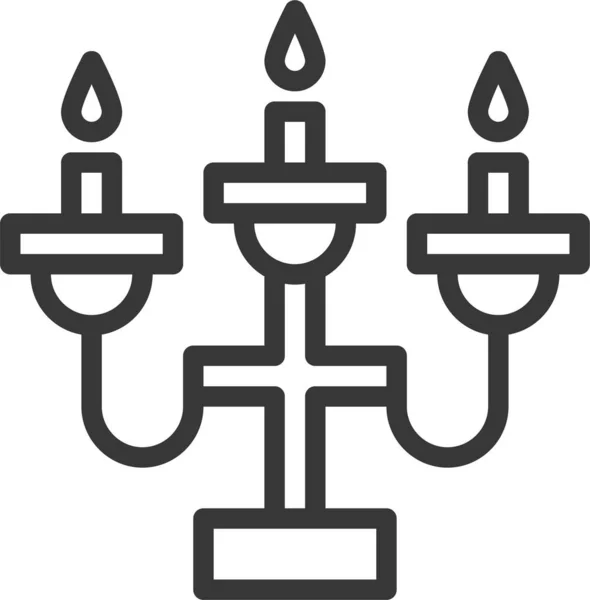 Candelabra Candle Holder Flame Icon Outline Style — Stock Vector